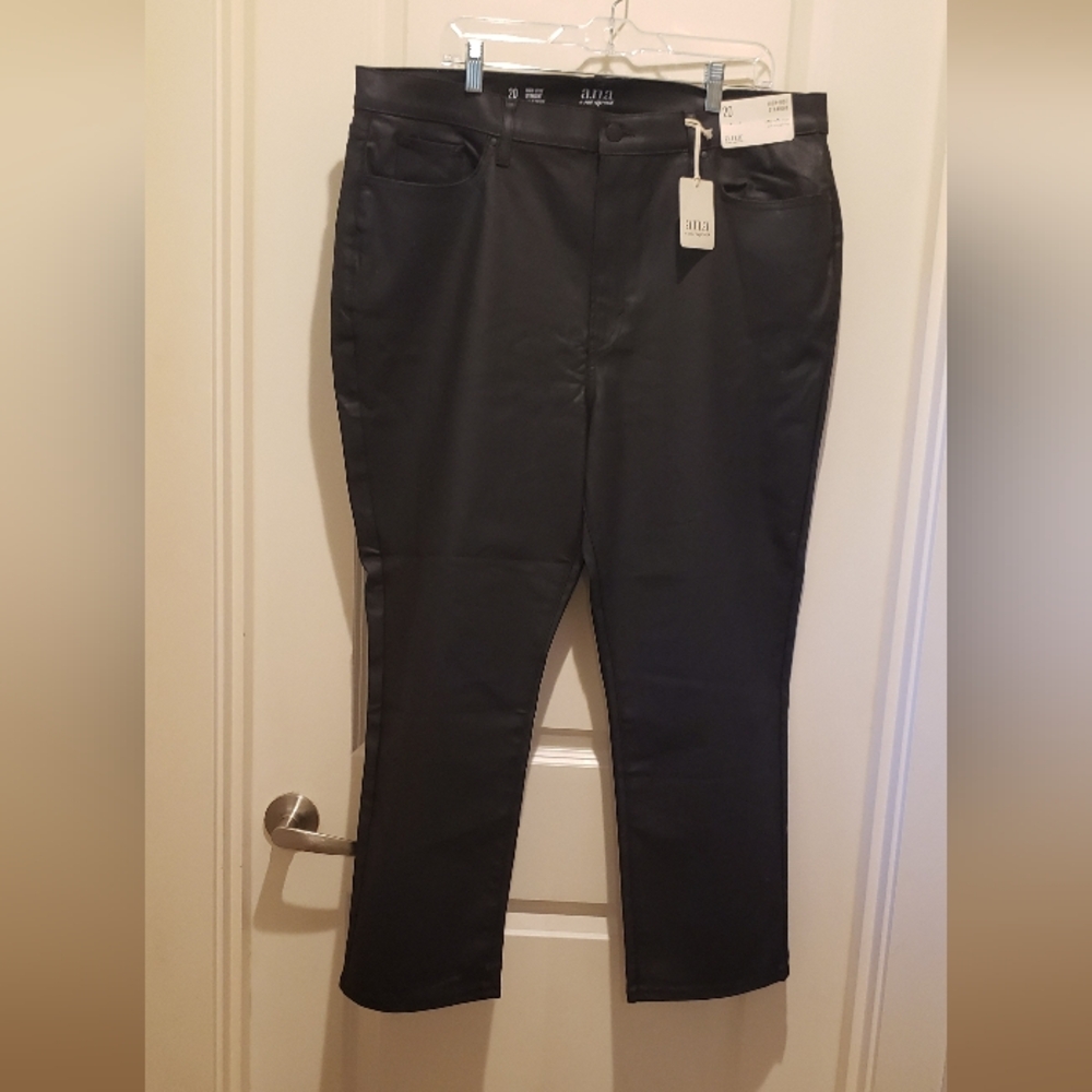 a.n.a Women's High Rise Straight Leg Black Jeans
